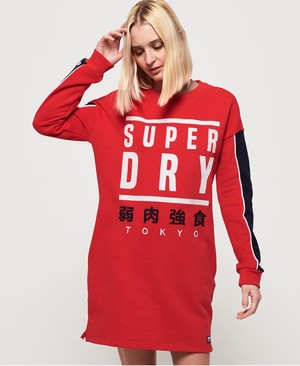 Superdry Panel Graphic Sweat Női Ruhák Piros | AQWML0413